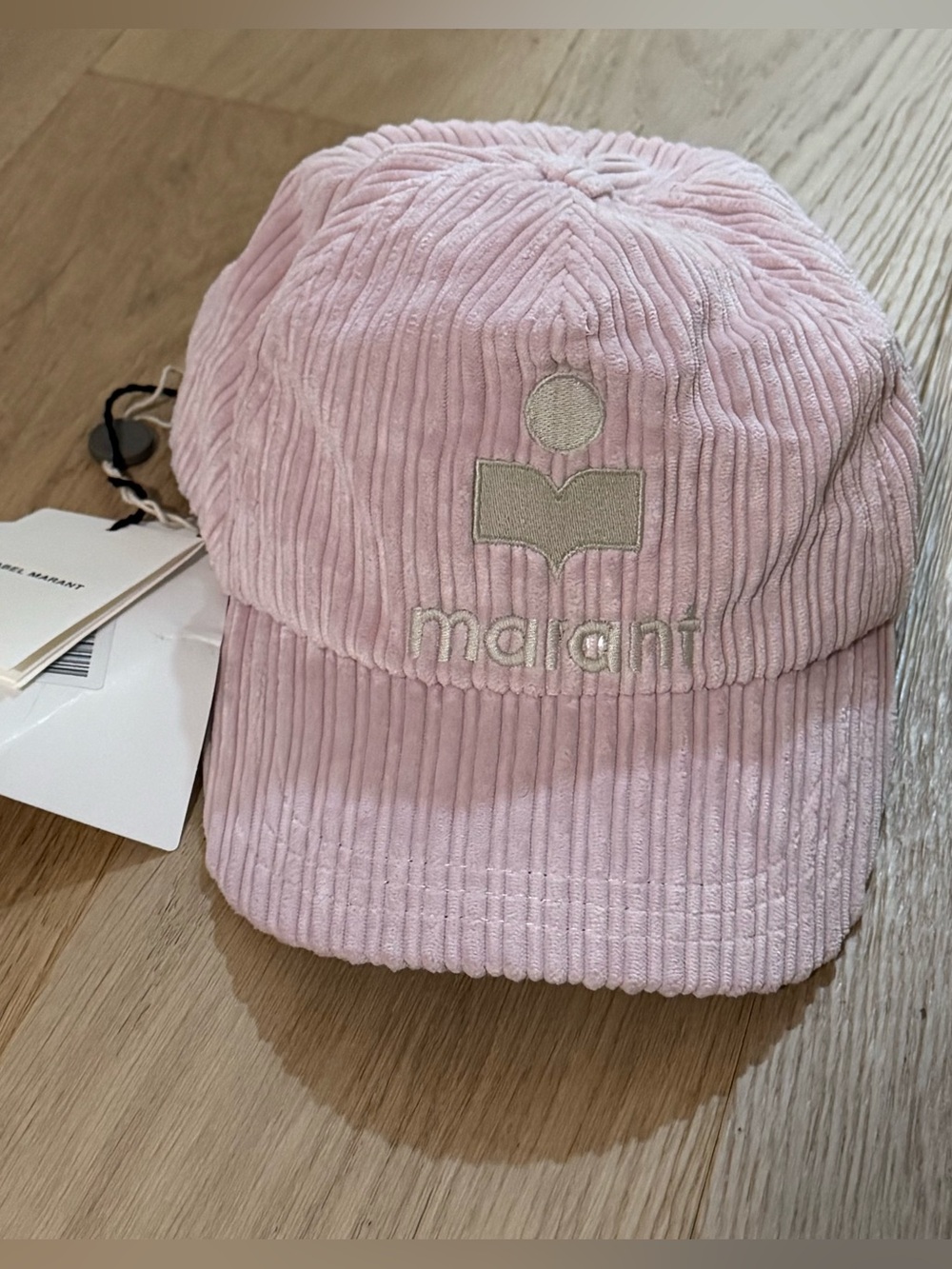 NWT ISABEL MARANT
Tyron embroidered corduroy baseball cap hat light pink